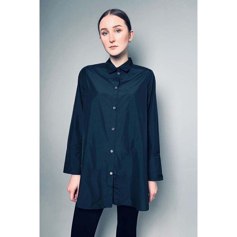 Peter O. Mahler Taffeta Shirt Navy Sz 4